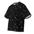 Urban Halo Silent Orbit oversized black t-shirt with white star and dot all-over print in heavyweight cotton-spandex.