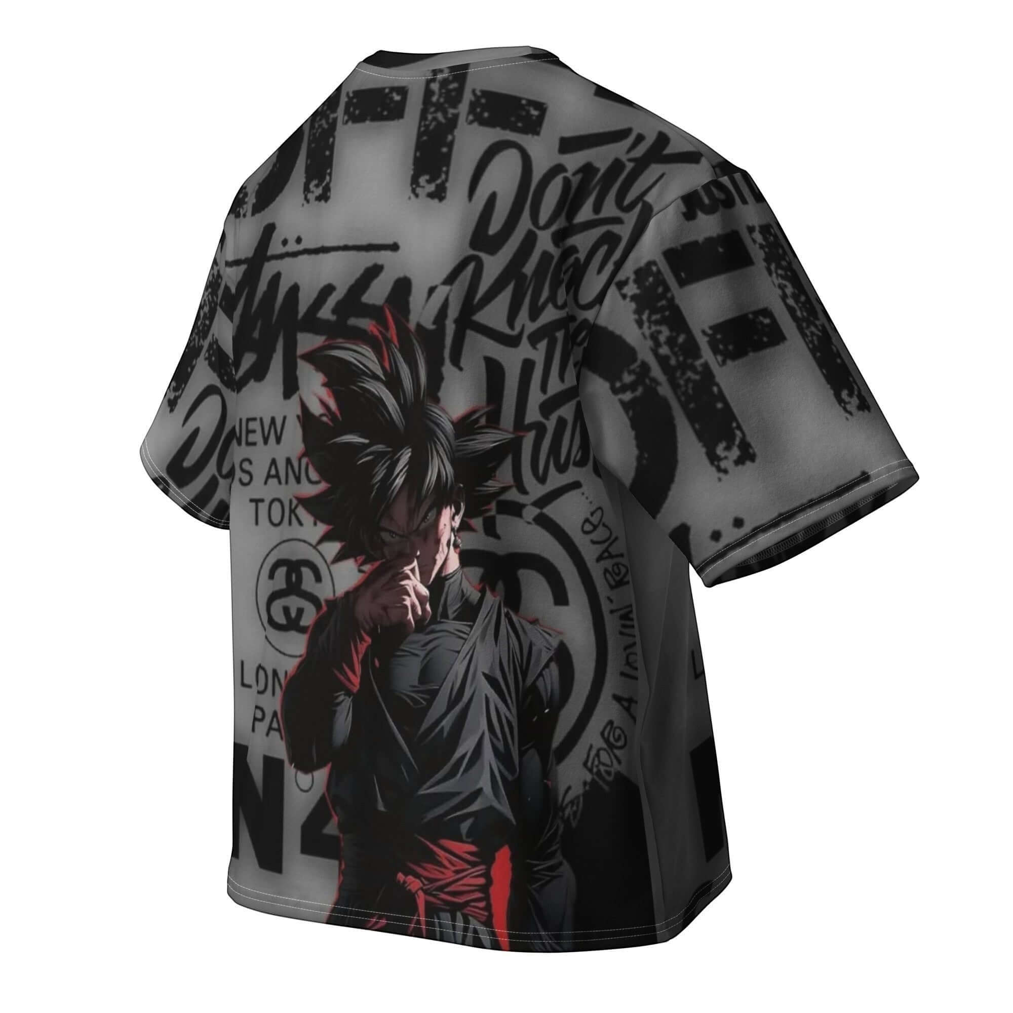 Urban Halo Tokyo Rift oversized heavyweight cotton-spandex t-shirt with black and red anime-inspired graffiti print.
